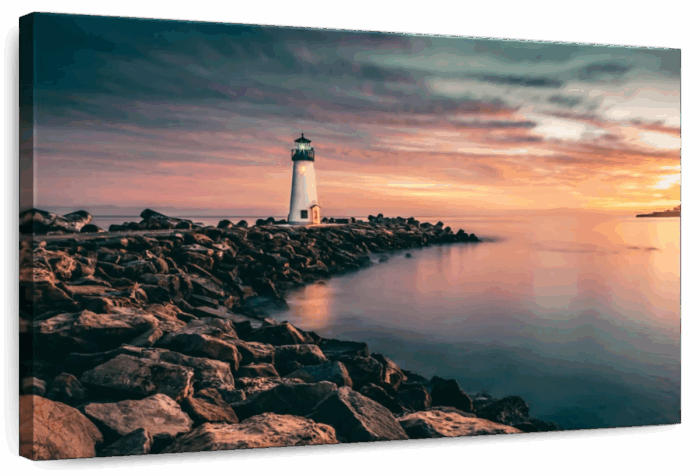 Lighthouse Pastel Sunset Wall Art