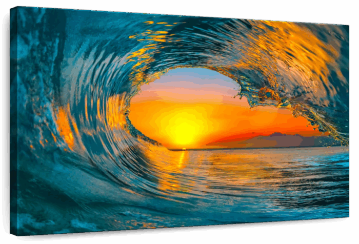 Golden Sunset Wave Wall Art